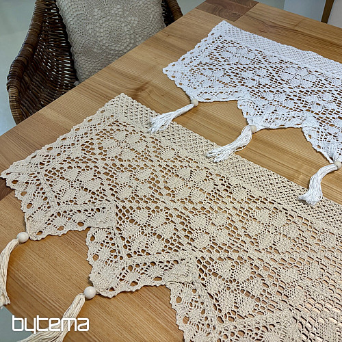 Končana vitražna zavesa KVAČKANI CVETJE BELI