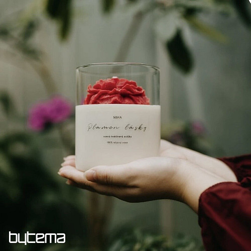 Dišeča cvetlična sveča FLAME OF LOVE s pokrovčkom