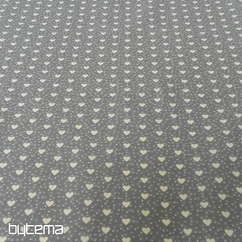 Bombažna tkanina MINI HEART 05 krem, sivo srce