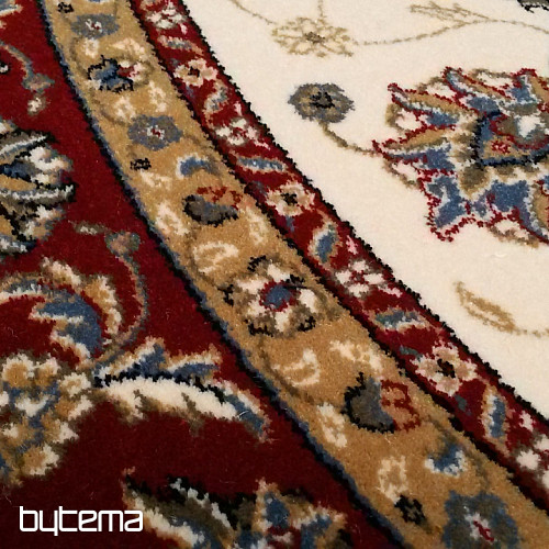 Okrogla volnena preproga ORIENT krem, bordo obroba