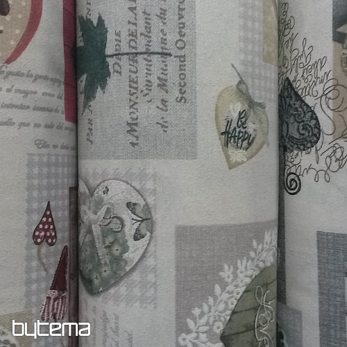 Dekorativna tkanina HEART SHABBY bež