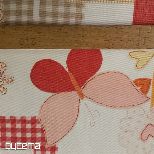 Otroška dekorativna tkanina TWIST C01 LOVE oranžna