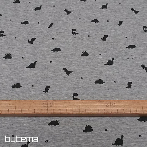 Bombažna pletenina DINOSAUŘI ZEDINO siva