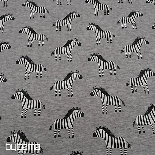 Bombažna pletenina ZEBRA potisk siva