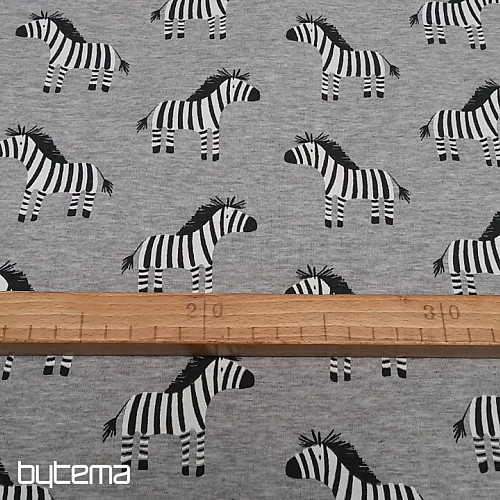 Bombažna pletenina ZEBRA potisk siva