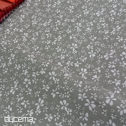Kaki bombažna tkanina FLOWERS