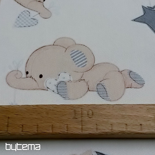 Otroška dekorativna tkanina SLONI krem