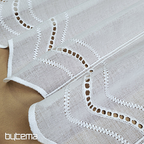 Moderna vezena zavesa V52 kremno bela