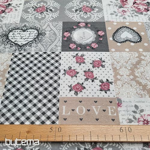 Dekorativna tkanina LIA siva patchwork