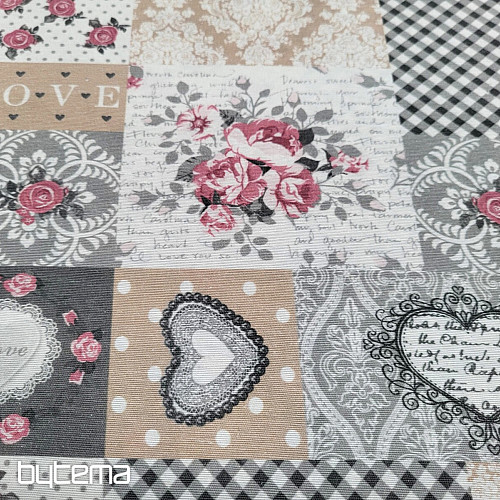 Dekorativna tkanina LIA siva patchwork