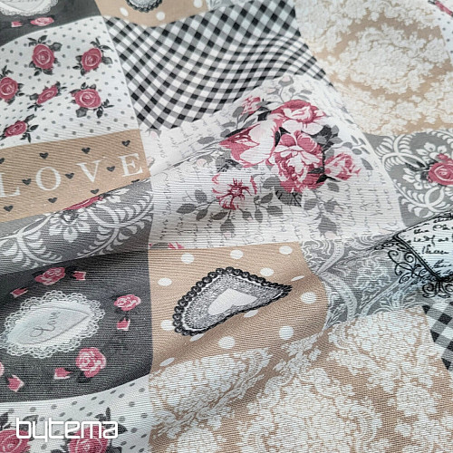 Dekorativna tkanina LIA siva patchwork
