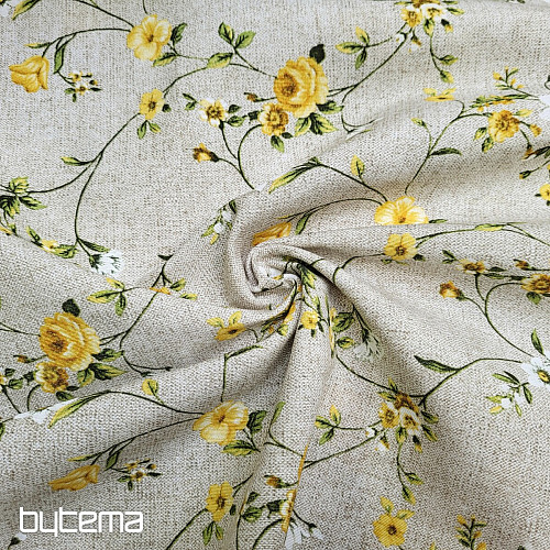 Dekorativna tkanina Flowers RAME rumena