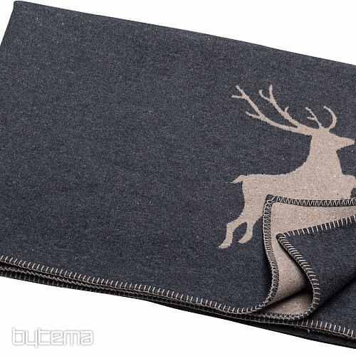 Bombažna odeja DF SYLT DEER ANTHRACITE