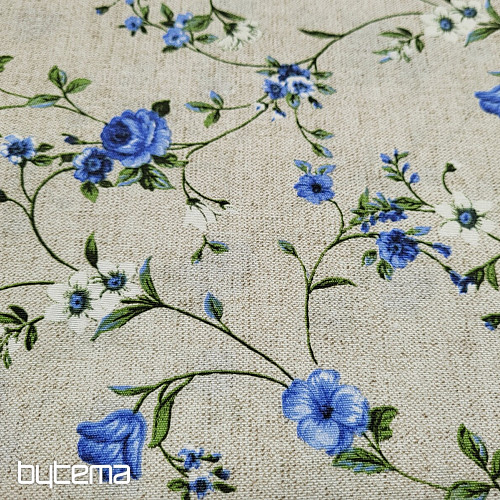 Dekorativna tkanina Flowers RAME modra