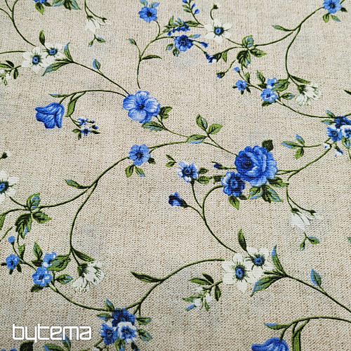 Dekorativna tkanina Flowers RAME modra