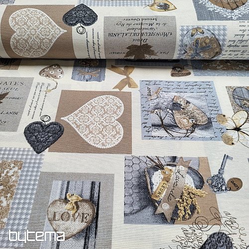 Dekorativna tkanina HEART SHABBY bež