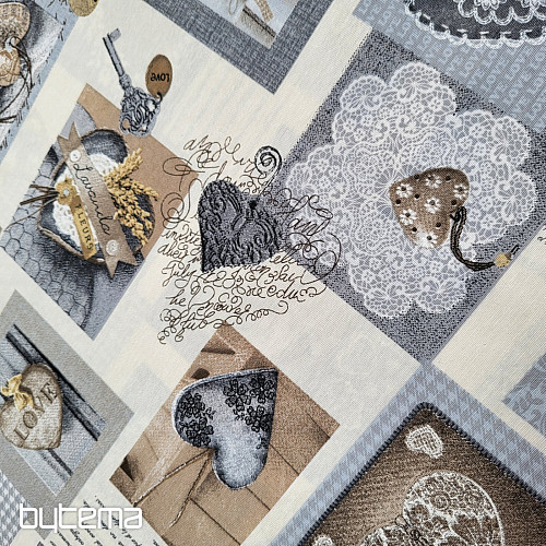 Dekorativna tkanina HEART SHABBY bež