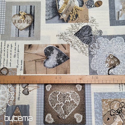 Dekorativna tkanina HEART SHABBY bež