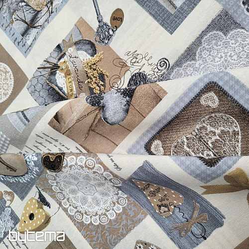 Dekorativna tkanina HEART SHABBY bež