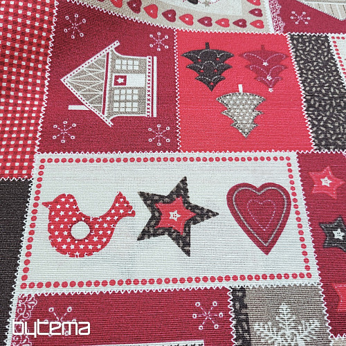 Božično dekorativno blago BOŽIČNO DARILO rdeče-sivo