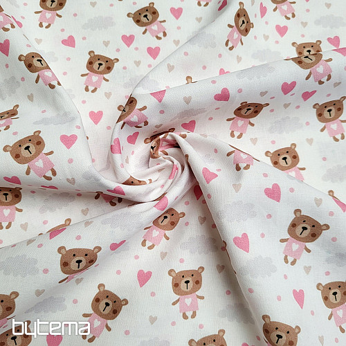 Bombažna tkanina LOVE BEAR roza