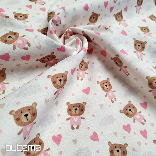 Bombažna tkanina LOVE BEAR roza