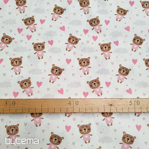 Bombažna tkanina LOVE BEAR roza