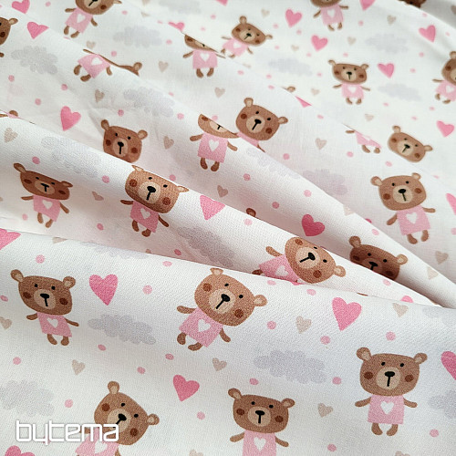 Bombažna tkanina LOVE BEAR roza