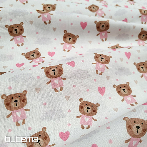 Bombažna tkanina LOVE BEAR roza