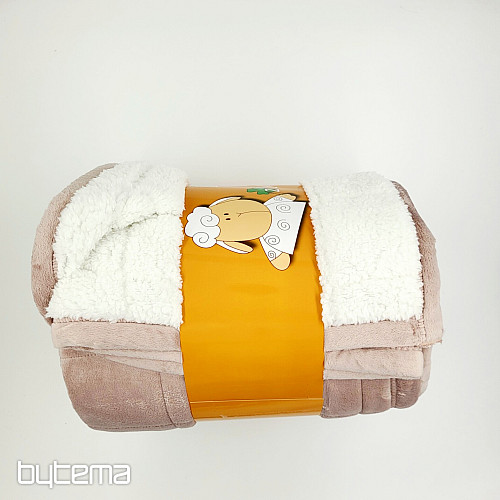 odeja iz mikrovlaken EXTRA MEHKA OVČICA šivana bež-siva