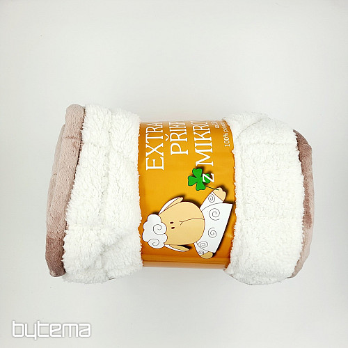 odeja iz mikrovlaken EXTRA MEHKA OVČICA šivana bež-siva