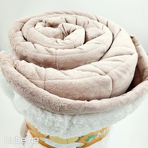 odeja iz mikrovlaken EXTRA MEHKA OVČICA šivana bež-siva