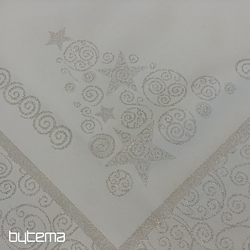 Božični prt ORNAMENT srebrn natur