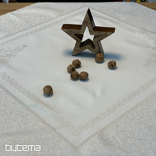 Božični prt ORNAMENT srebrn natur