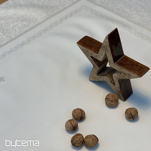Božični prt ORNAMENT srebrn natur