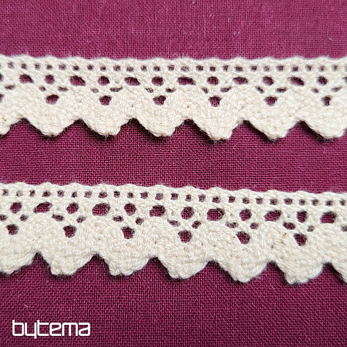 Bombažna čipka 5420 16mm krem mat