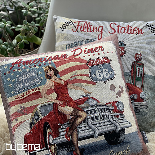 Prevleka za blazino iz tapiserije AMERICAN DINER ROUTE 66