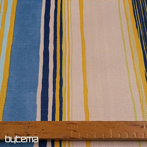 Dekorativno blago modro-rumena črta 140cm