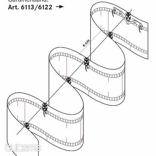 NOV WAVE trak za volančke za zavese 8 cm, 1:2