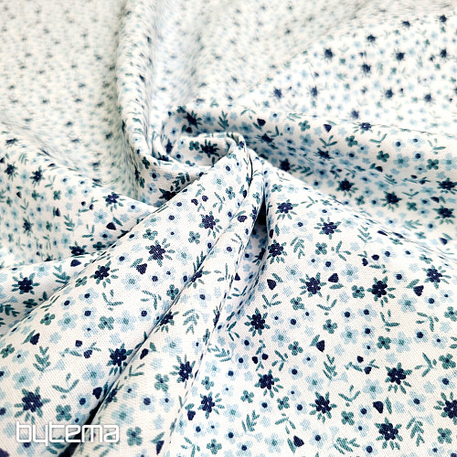 Bombažna tkanina TOMETA cvetlična modra