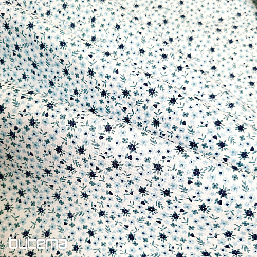 Bombažna tkanina TOMETA cvetlična modra