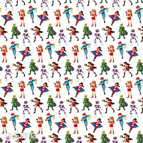 Otroški bombažni saten ACTION HEROES digital
