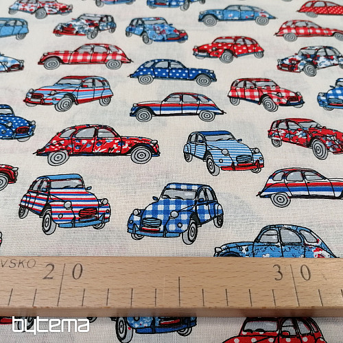 Bombažna tkanina CARS rdeče-modra