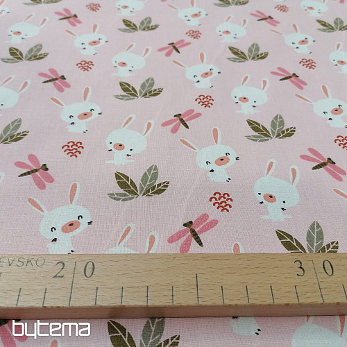 Rožnata bombažna tkanina BUNNY