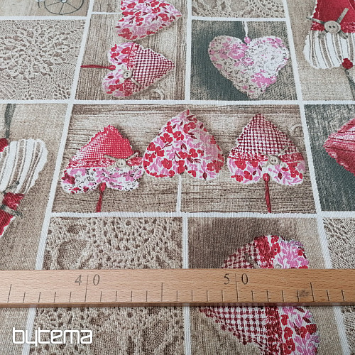 Dekorativna tkanina LIDIA&#39;S HEART rdeča