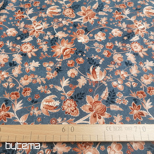 VARANASI KALAMKARI modra bombažna tkanina