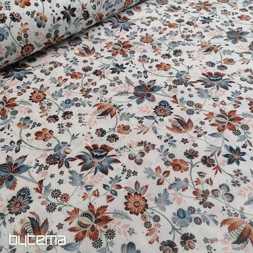 Bombažna tkanina VARANASI KALAMKARI bela
