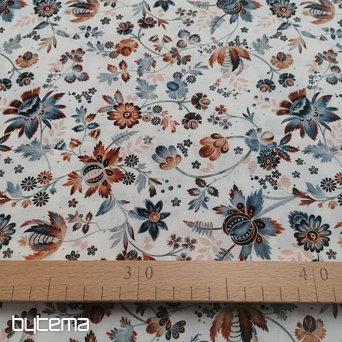 Bombažna tkanina VARANASI KALAMKARI bela