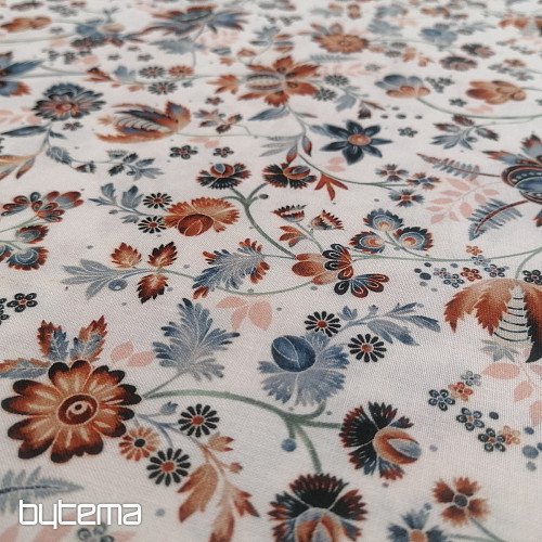 Bombažna tkanina VARANASI KALAMKARI bela