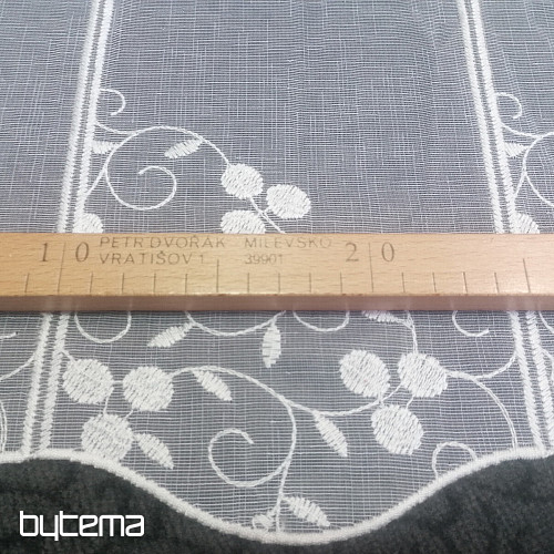 Vezena zavesa za vitraž 11709 svetlo krem